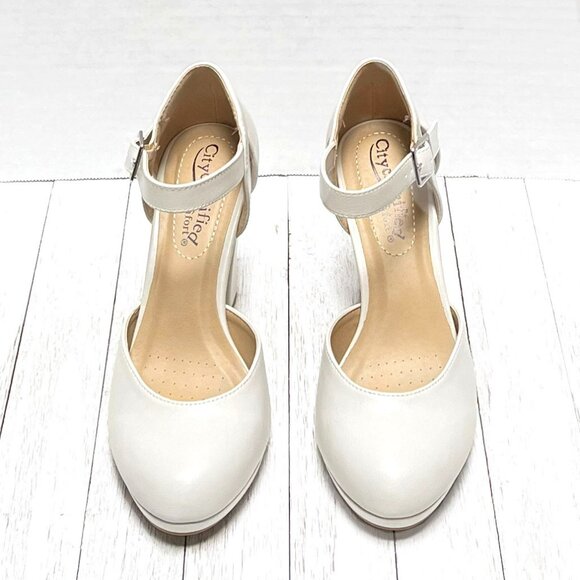 Shoes | New Bone Off White Mary Jane Platform Heel Pumps | Poshmark